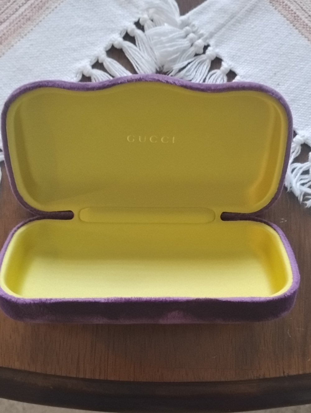 Gucci Purple Velvet Eyewear Case with Yellow Lining EUC